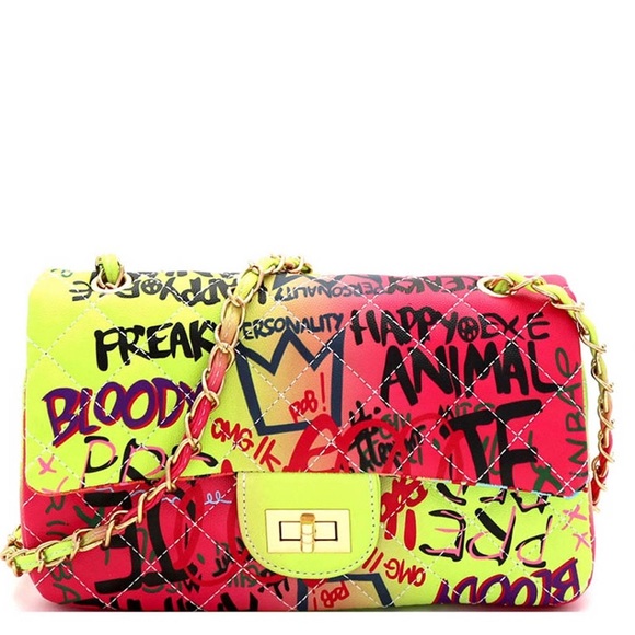 Colorful Graffiti Crossbody Purse (Red Yellow Green) - Picture 1 of 8